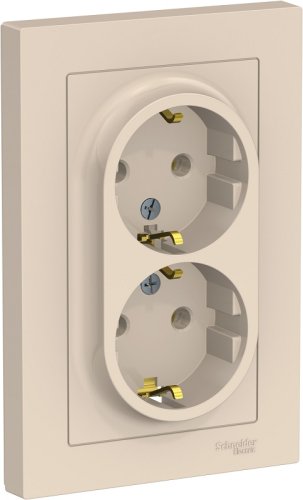 Розетка с заземлением Systeme Electric AtlasDesign 1-м. 2 мод. шторки бежевый картинка
