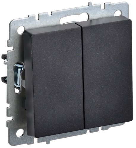 Переключатель без рамки IEK Brite ВС10-2-6-БрЧ 2-кл. проходной черный картинка