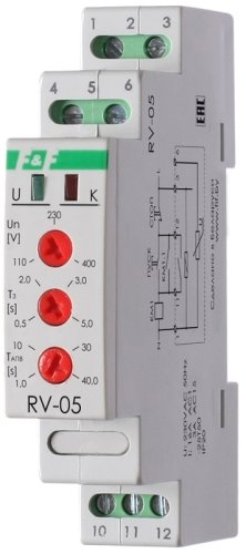 Реле времени на DIN-рейку F&F RV-05 для включения пускателей и контакторов 16А 80-420В картинка