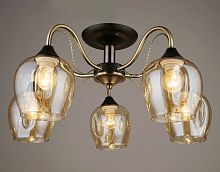 Люстра потолочная пятирожковая Мелодия Света E27 Черный/золотой картинка 