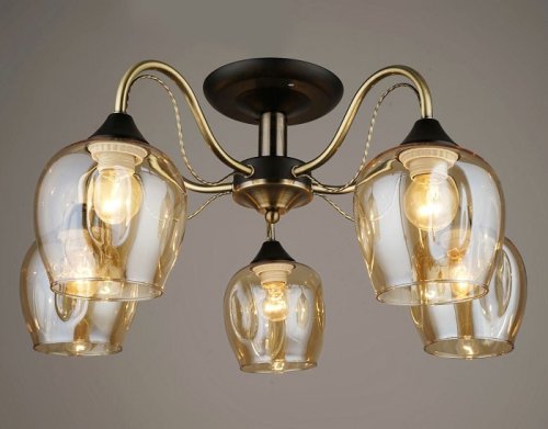 Люстра потолочная пятирожковая Мелодия Света E27 Черный/золотой картинка 