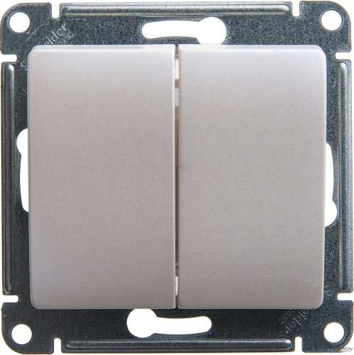 Выключатель без рамки Systeme Electric Glossa 2-кл. платина картинка фото 2
