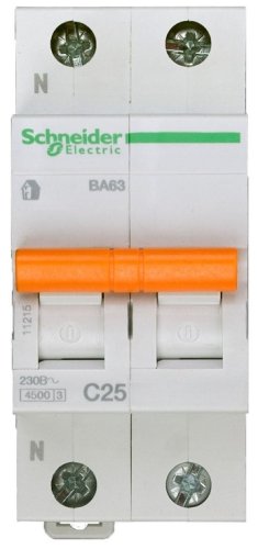 Выключатель автоматический Schneider Electric Домовой 2п C 25А ВА63 4.5кА картинка фото 2