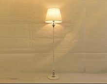 Торшер напольный (светильник) Мелодия Света абажур из ткани Белый/хром картинка 