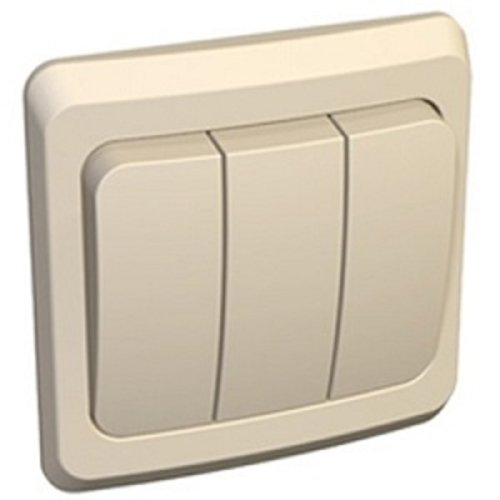 Выключатель с рамкой Systeme Electric Этюд 3-кл. кремовый картинка фото 2