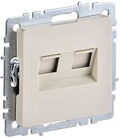 Розетка компьютерная без рамки IEK Brite РК10-2-БрКр 2-м. RJ45+RJ45 5e бежевый картинка