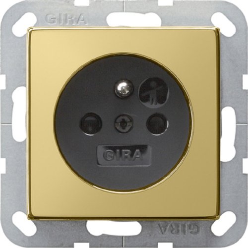 Розетка с заземлением без рамки Gira ClassiX 1-м. 16А латунь/антрацит картинка