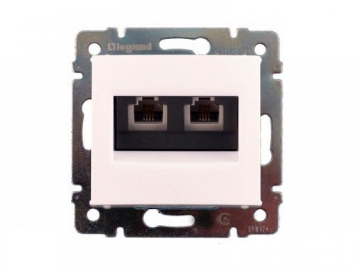 Розетка компьютерная без рамки Legrand Valena 2-м. RJ45+RJ45 5e белый картинка фото 2
