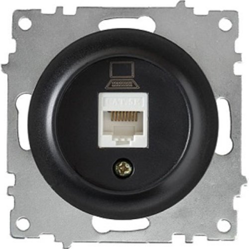 Розетка компьютерная без рамки OneKeyElectro Florence 1-м. RJ45 5e черный картинка фото 2