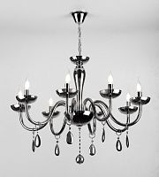 Люстра потолочная восьмирожковая на цепочке Rivoli Хрусталь Fumoso P8 CR Е14 Черный/хром картинка 
