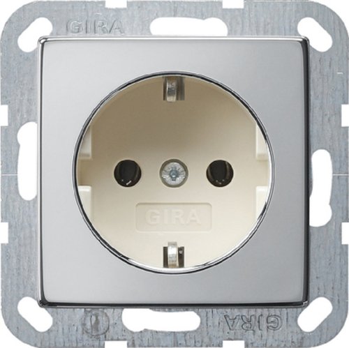 Розетка с заземлением без рамки Gira ClassiX 1-м. 16А хром/антрацит картинка