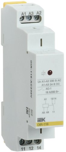 Реле промежуточное на DIN-рейку IEK ONI OIR 1п 1 контакт 16А 12В AC/DC картинка