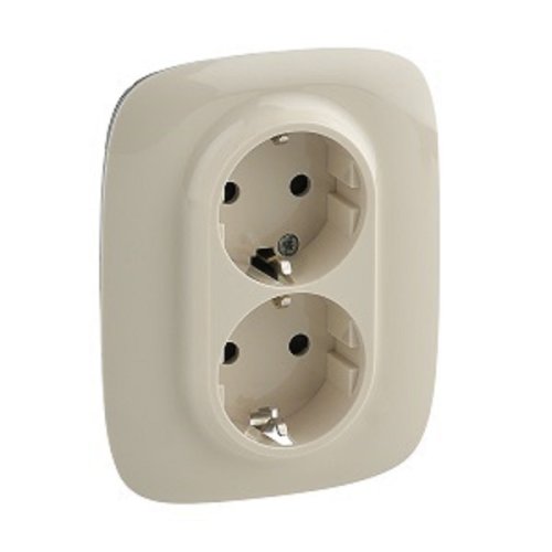 Розетка с заземлением Legrand Valena Allure 1-м. 2 мод. шторки слоновая кость картинка фото 2