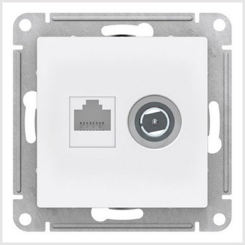 Розетка RJ45+TV Оконечная без рамки Systeme Electric AtlasDesign 2-м. белый картинка фото 2