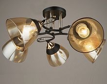 Люстра потолочная пятирожковая Мелодия Света Е27 220В 60Вт Черный/золото картинка 
