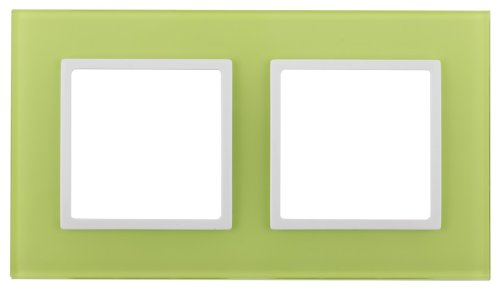 Рамка универсальная Эра Elegance 2-м. стекло лайм/белый фото Рамка универсальная Эра Elegance 2-м. стекло лайм/белый картинка