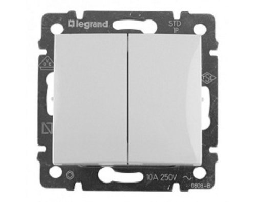 Выключатель без рамки Legrand Valena 2-кл. белый картинка фото 2