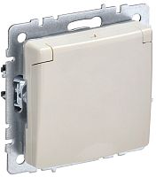 Розетка с заземлением без рамки IEK Brite РСбш10-3-44-БрКр 1-м. крышка шторки IP44 бежевый картинка
