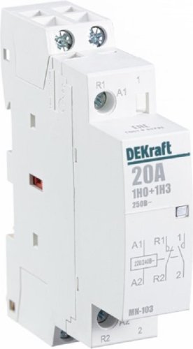 Контактор модульный DEKraft МК-103 1п 1НО+1НЗ 20А 230В АС картинка фото 2