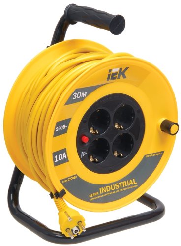 Удлинитель на катушке с заземлением IEK Industrial 4х30м 10А 2200Вт IP20 картинка 