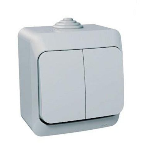 Выключатель накладной Systeme Electric Этюд 2-кл. IP44 серый картинка фото 2