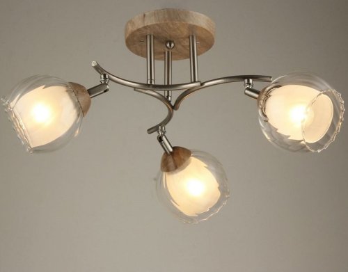 Люстра потолочная трехрожковая Мелодия Света Е27 220В Серый/дерево фото Люстра потолочная трехрожковая Мелодия Света Е27 220В Серый/дерево картинка