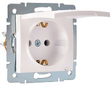 Розетка с заземлением без рамки Lezard Karina 1-м. крышка шторки жемчужно-белый/перламутр картинка