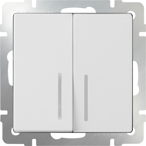 Выключатель с подсветкой без рамки Werkel 2-кл. белый глянцевый картинка фото 3