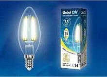 Лампа светодиодная Uniel Air С35 GLA01TR Свеча CL Е14 220В 7.5Вт 3000К 35х128мм картинка 