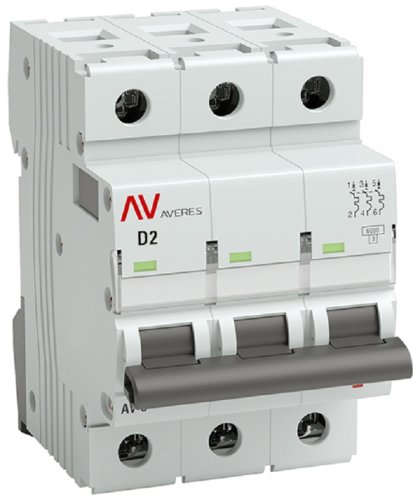 Выключатель автоматический EKF Averes AV-6 3п 2А D 6кА картинка