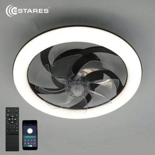 Светильник светодиодный (Люстра) ESTARES FAN SIMPLE 65W+18W R-APP-480x125-BLACK/WHITE фото Светильник светодиодный (Люстра) ESTARES FAN SIMPLE 65W+18W R-APP-480x125-BLACK/WHITE картинка