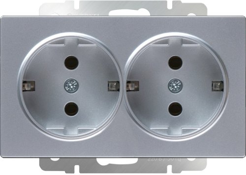 Розетка с заземлением без рамки Werkel 1-м. 2-мод. глянцевый никель картинка фото 2