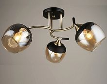 Люстра потолочная трехрожковая Мелодия Света E27 Черная/золото картинка 
