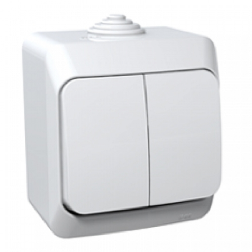 Выключатель накладной Systeme Electric Этюд 2-кл. IP44 белый картинка фото 2