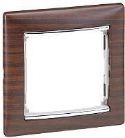 Рамка горизонтальная Legrand Valena 1-м. темное дерево/серебро картинка