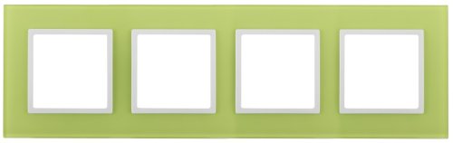 Рамка универсальная Эра Elegance 4-м. стекло лайм/белый картинка