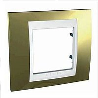 Рамка горизонтальная Schneider Electric Unica Хамелеон 1-м. золото/белый