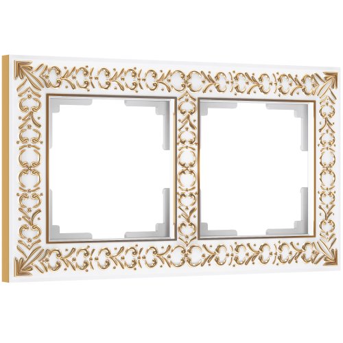 Рамка универсальная Werkel Antik 2-м. металл белое золото картинка фото 2