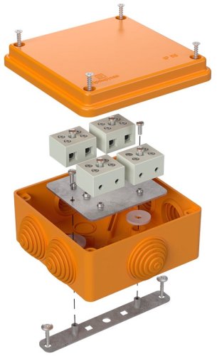Коробка огнестойкая Промрукав 100x100x50мм под винт 8x6мм IP55 оранжевый