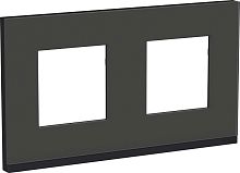 Рамка горизонтальная Schneider Electric Unica Studio Pure 2-м. стекло черное стекло/антрацит картинка