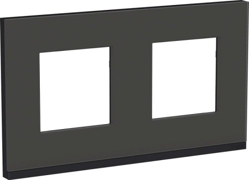 Рамка горизонтальная Schneider Electric Unica Studio Pure 2-м. стекло черное стекло/антрацит картинка