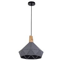 Светильник подвесной (Люстра) "Перфорация" 220В E27 Серый/дерево картинка 