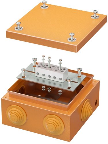 Коробка огнестойкая DKC Vulcan 150x150x80мм 5x10мм IP55 оранжевый