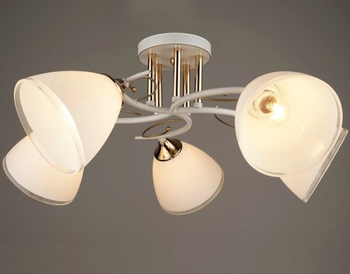 Люстра потолочная пятирожковая Мелодия Света Е27 Белый/золотой картинка 