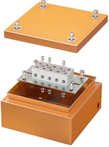 Коробка огнестойкая DKC Vulcan 150x150x80мм 5x16мм без сальников IP66 оранжевый Коробка огнестойкая DKC Vulcan 150x150x80мм 5x16мм без сальников IP66 оранжевый