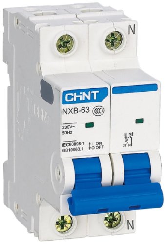 Выключатель автоматический CHINT NXB-63 2п (1п+N) 10А B 6кА картинка