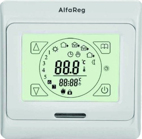 Терморегулятор AlfaReg сенсорный E91.716 датчик воздуха 3,6кВт 16А бежевый картинка фото 2