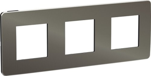Рамка универсальная Schneider Electric Unica Studio Metal 3-м. никель/антрацит картинка