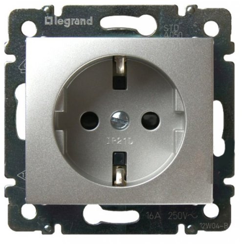 Розетка с заземлением без рамки Legrand Valena 1-м. алюминий фото фото 2 Розетка с заземлением без рамки Legrand Valena 1-м. алюминий картинка фото 2