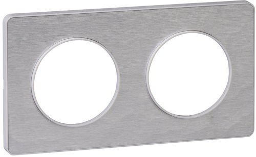 Рамка универсальная Schneider Electric Odace 2-м. металл алюминий мартель/белый картинка